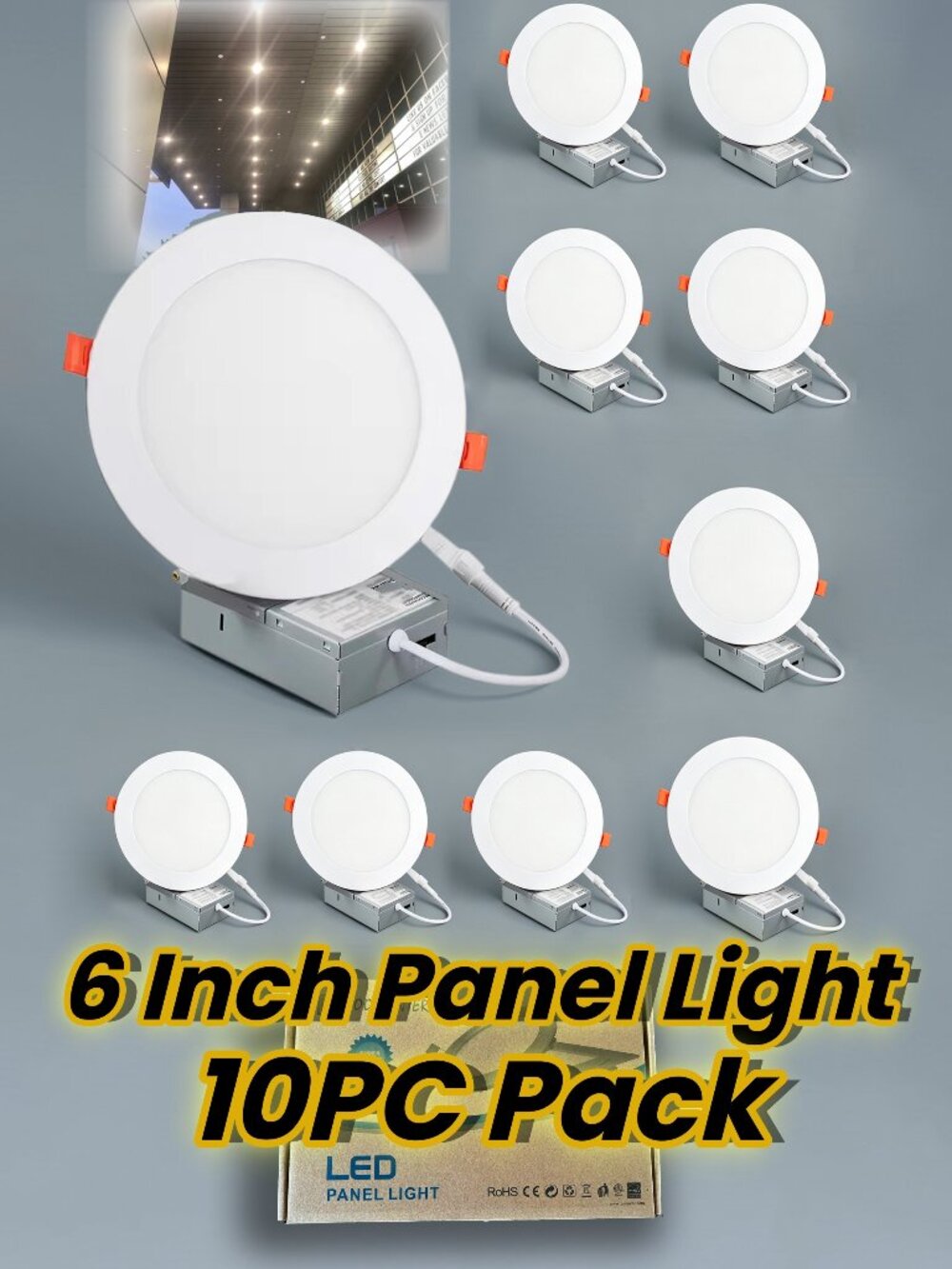 10PC Pack  Brand New | 6 inch / 14.5cm LED Round  Panel Light | Warm White | 9W